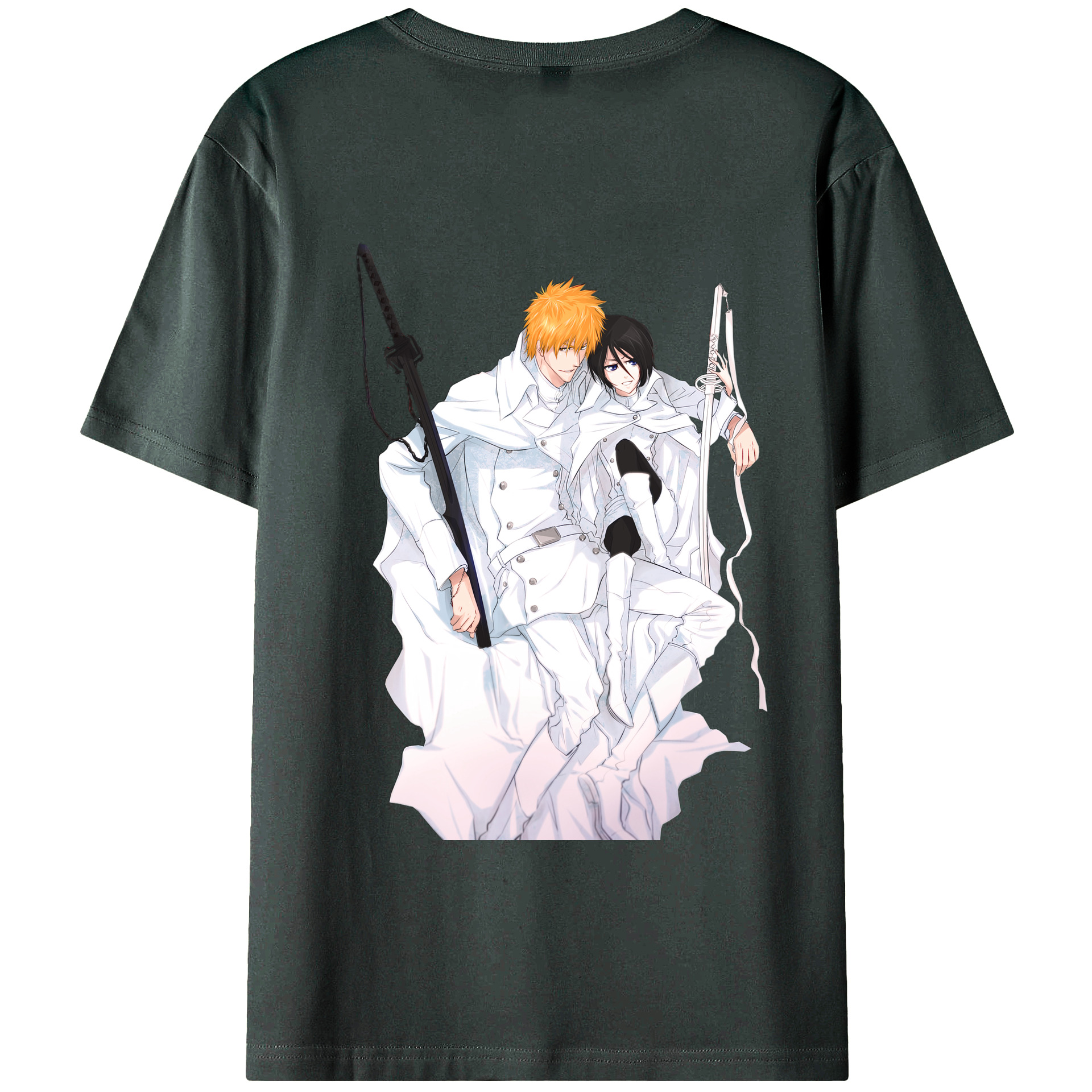 （画像用） ブリーチ 黒崎一護（くろさき いちご）BLEACH Kurosaki Ichigo 綿100％ メンズ半袖Tシャツ（バックプリント） 通気性